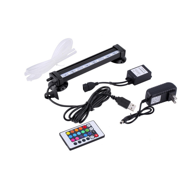 160MM Remote Control Aqauarium Fish Tank Bubble LED Light Bar Airstone