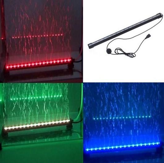 Remote RGB Air Bubble LED Aquarium Light Fish Tank Coral Lamp Tube IP68 6W 18LEDs 46cm LED Light Bar Submersible Down Underwater LED Light