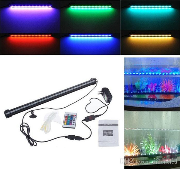 Underwater 18 LED RGB Aquarium Fish Tank Light Waterproof Blue & White LED Light Bar Submersible Down tube light