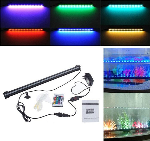 Underwater 18 LED RGB Aquarium Fish Tank Light Waterproof Blue & White LED Light Bar Submersible Down tube light