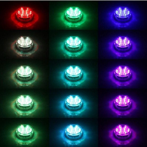 RGB Submersible LED Underwater Light 10leds Battery Operated IP67 Waterproof Lamp Swimming Pool Light For Wedding Celebration