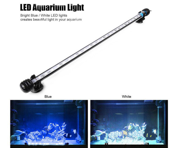 48CM LED Aquarium Light 24leds Blue / White Marine Pool Pond Underwater Lighting IP68 With EU UK US Switch Plug