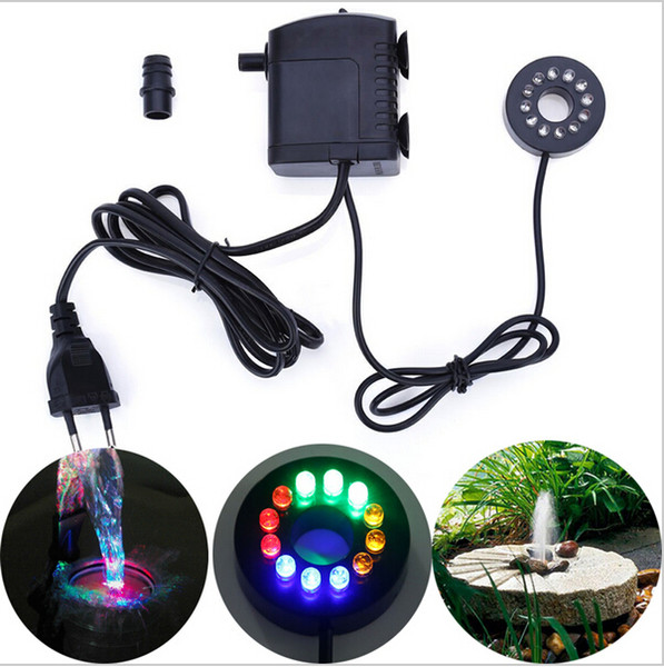 2016 new arrivals Electric Submersible Pump with12 Color LED Light for Aquarium Fountain Fish Tank Light Water Pump Water Circulating