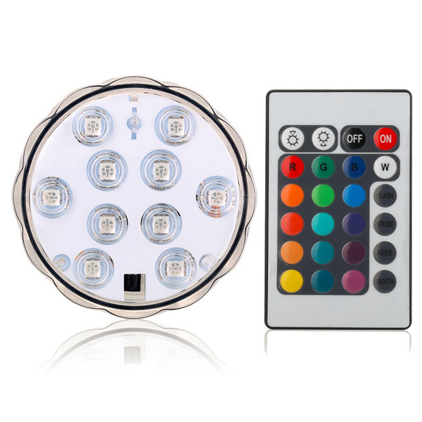 Remote Control Colorful LED Aquarium Diving Light 10 LEDs Waterproof Underwater Electronic Candle Lighting Fish Tank Lamp