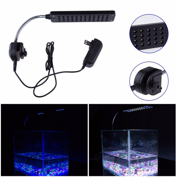 48LED Aquarium Light 2 Modes Clip Lamp White + Blue Ornament Lighting For Coral Reef Fish With EU AU UK US Plug