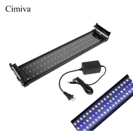 Cimiva 50-70cm Aquarium LED Lighting Fish Tank Light Lamp with Extendable Brackets 60 White and 12 Blue LEDs Fits for Aquarium