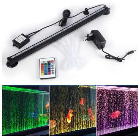 Aquarium LED Lighting 46CM 5050 RGB LED Aquarium Fish Tank Light Submersible Air Aquarium Lamp Remote Control