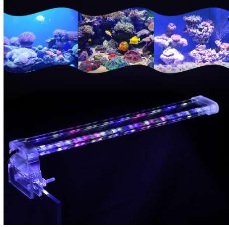 Aquarium LED Lamp 28CM 3 Color Clamp Clip-on Lamp High Light LED Bar SMD5730 Fish Tank Blue+White+Pink Lighting Tube