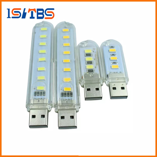 100pcs/set 3Leds or 8leds 5730 Mini led USB Lamp 30mm or 100mm portable Lighting Computer Small Night Light Free shipping