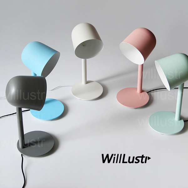 Willlustr new iron reading light bedside table lamp study room desk lighting office hotel Macaron color pink white green blue