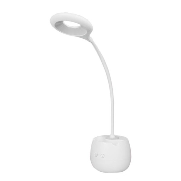 Dimmable LED Desk Lamp with USB Charging Port Eye-caring Creative Annular Table Light (1500 mAh)