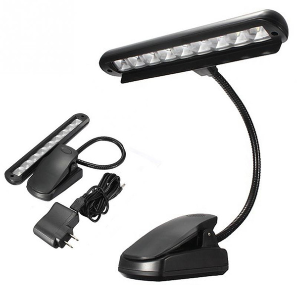 9 LED Clip-on Music Stand Lights Portable Flexible Gooseneck Eye Protection Reading Book Light USB Bed Desk Lamp