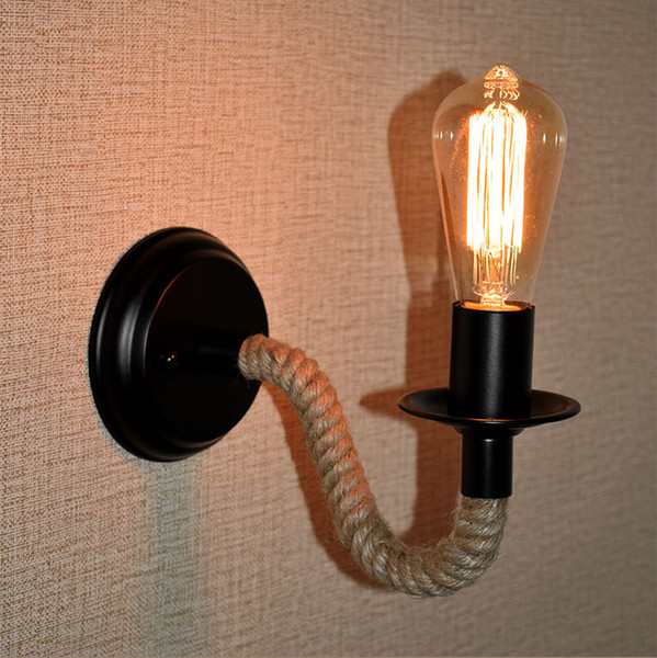 Retro Industrial Lamp Vintage Hemp Rope LED Wall Light Loft Mounted Sconce Indoor Lighting Stairs Living Room Lamps