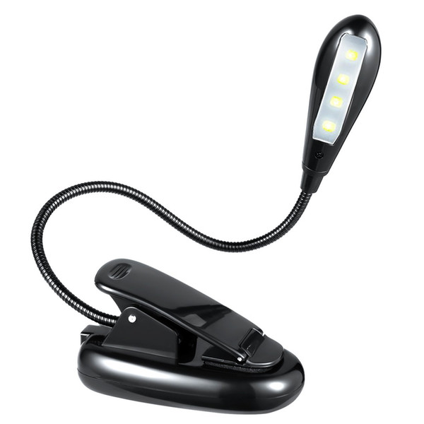 Rechargeable Book Light, 4 LED Reading Light led Lamp with Clip On 2 Brightness Settings Bundle Light with USB Cable