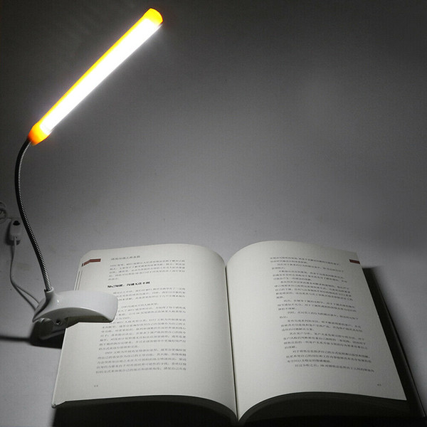 Daylight White LED Flexible USB Reading Light Clip-on Beside Bed Table Desk Lamp