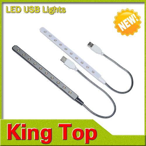 Wholesale-New arrival 10leds USB book lights videly used in power bank /computer /Notebook /PC Laptop night lamps lighting with CE ROHS