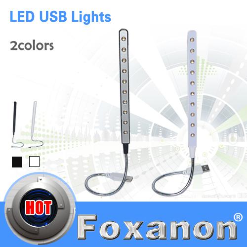 Wholesale-USB light booking lamp reading book bulb in power bank and computer night light 10led nightlight lighting for Notebook PC Laptop