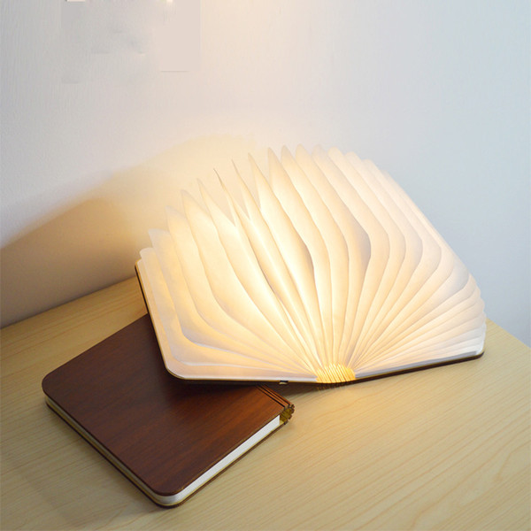 2018 Creative Mini Bedroom Hotel Lobby Room Wooden Book Light LED Folding USB Walnut Night Light