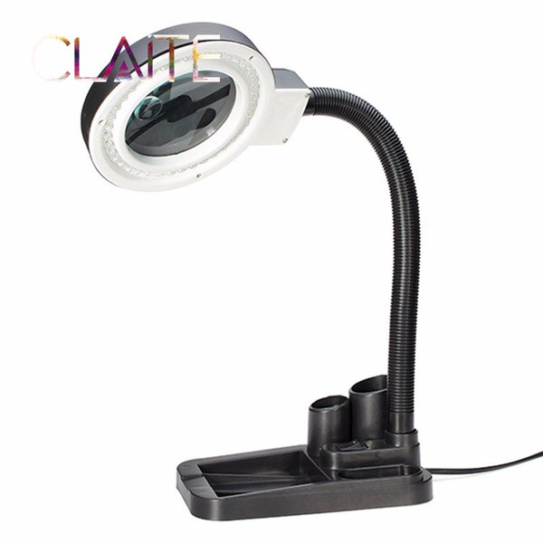 CLAITE 40 LED Lighting High Quality Magnifying Glass Black Desk Lamp Multifunction With 5X & 10X Magnifier