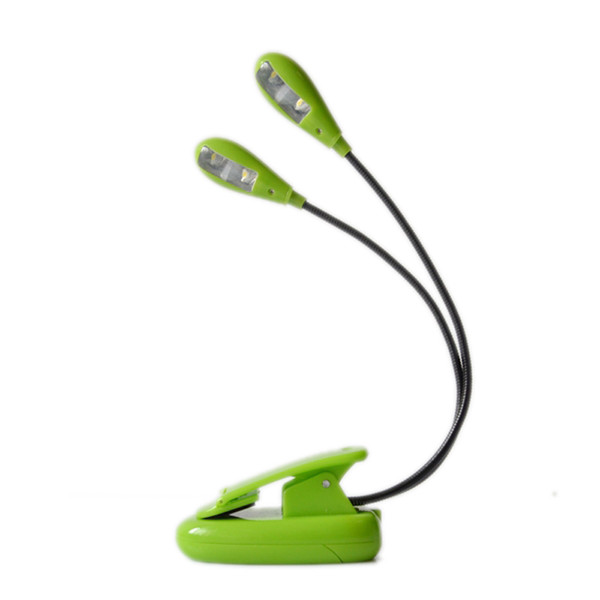 Hot Sale Book Lights Mini Reading lights Clip on Dual 2 Arm 4 LED Book Reading Music Stand Light Lamp