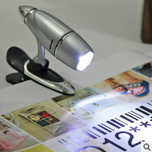 Protable Fashion Mini Bullet Light Reading Lamp Table Clip Book Lights Flashlight 200pcs/lot with Retail Package