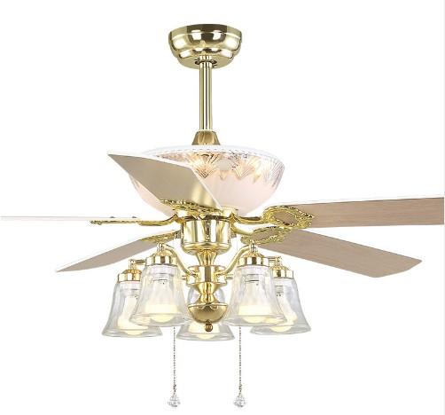 52 inch Europe Gold Modern LED Wooden Ceiling fans With Lights Remote Control Living Room Bedroom Home Fan Lamp 220 Volt LLFA