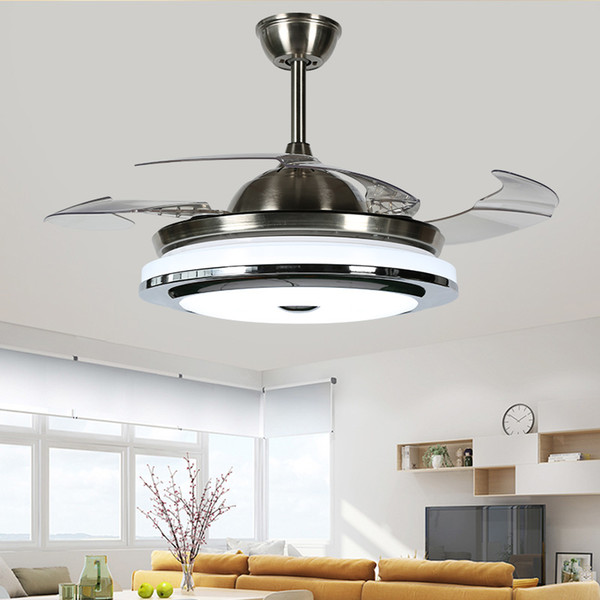 2018 New High Quality Modern Invisible Fan lights Acrylic Leaf Led Ceiling Fans 110v / 220v Wireless control ceiling fan light