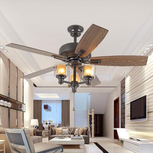 42-inch LED ceiling fans 110V-240V wooden fan blade American European retro ceiling fans lights for restaurant sitting room