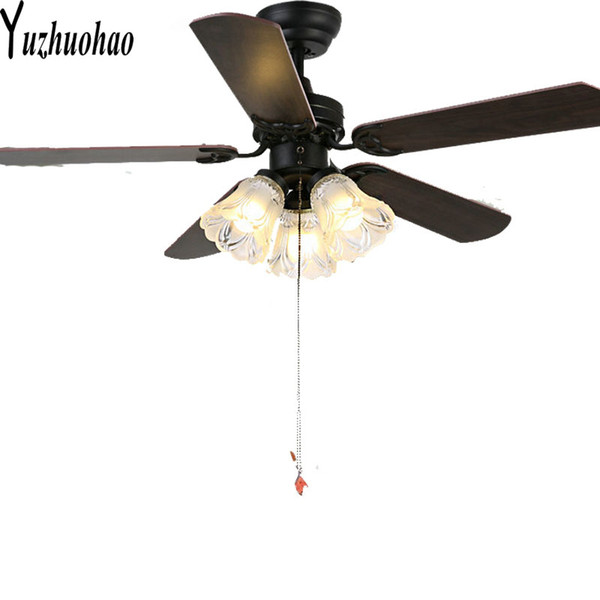 Ceiling Fans Wholesale Pastoral Simple Modern Fan Lamp Dining Room Bedroom Ceiling Fan Lamp 110 volts and 220 volts lights