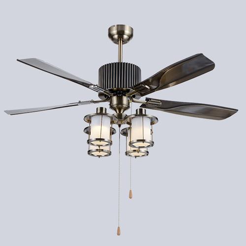 Retro European American style LED ceiling fans lights 52 inches 132 cm 4 iron blades leaves mute energy-saving led ceiling fan light