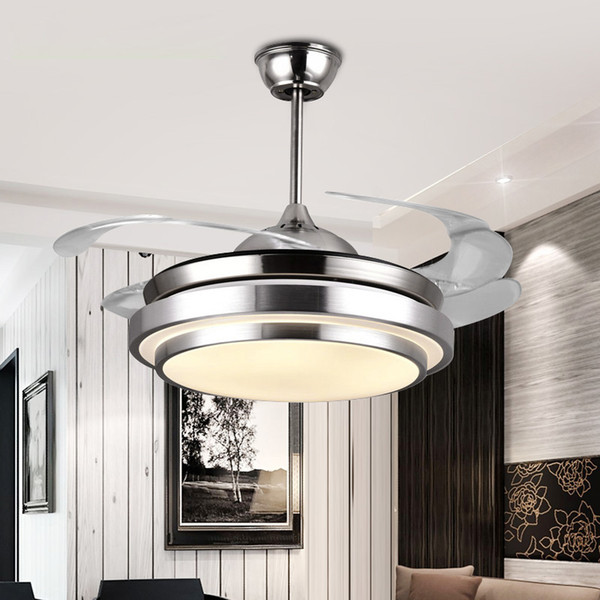 Modern Simple Ceiling Fans Lights Acrylic Leaf Led Ceiling Fans 110v/220v 36/42 Inch for Factory Office Livingroom Parlor