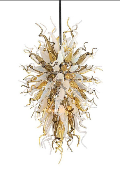 Wholesale Big Large Hotel Decoration LED Light Source Hand Blown Murano Glass Shade European Chihuly Style Chandelier Lamp