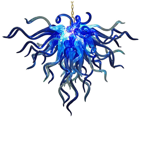 Wedding Decoration Blue Crystal Chandelier Cheap Wholesale Modern Designer Dining Room Art Murano Glass Lighting Fixture