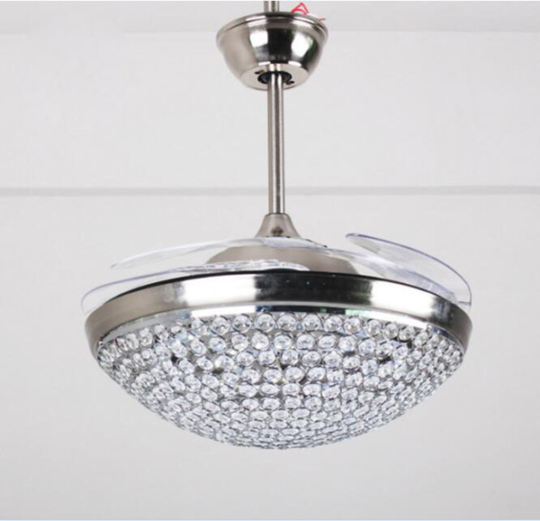 Invisible crystal fan lamp, restaurant, living room, stealth fan, modern electric fan pendant lamp with LED