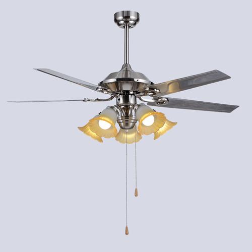 Retro European American style LED ceiling fans lights 48 inches 124 cm 5 stainless steel blades leaves mute energy-saving ceiling fan