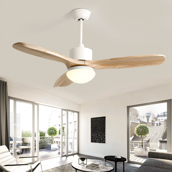 Nordic Loft Led Ceiling Fan Light Fashion Double Color Change Living Room Restaurant Cafe Wooden Fan Lamp With Remote Control