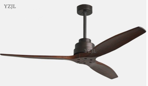 Fan lights home mute living room solid wood fan lights American antique retro Chinese remote control lights fan