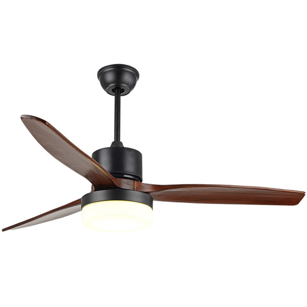 Post modern LED Ceiling Fan For Living Room Wooden Ceiling Fans With Lights 52 / 42 Inch 3 leaves Cooling Fan Remote Lamp