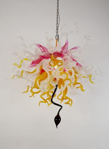 Modern Used Chandeliers Multi Colored 100% Hand Blown Art Glass Modern Chain Hanging 110v-240v LED Decorative