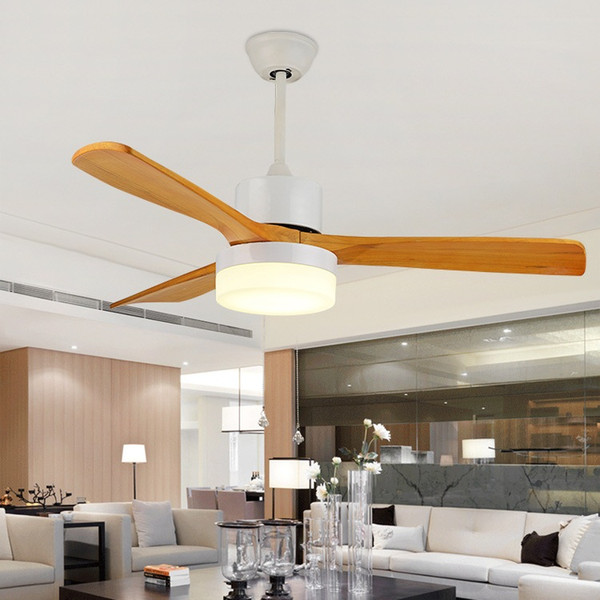 New LED Ceiling Fan For Living Room 85-265V Wooden Ceiling Fans With Lights 42 Inch Blades Cooling Fan Remote Fan Lamp