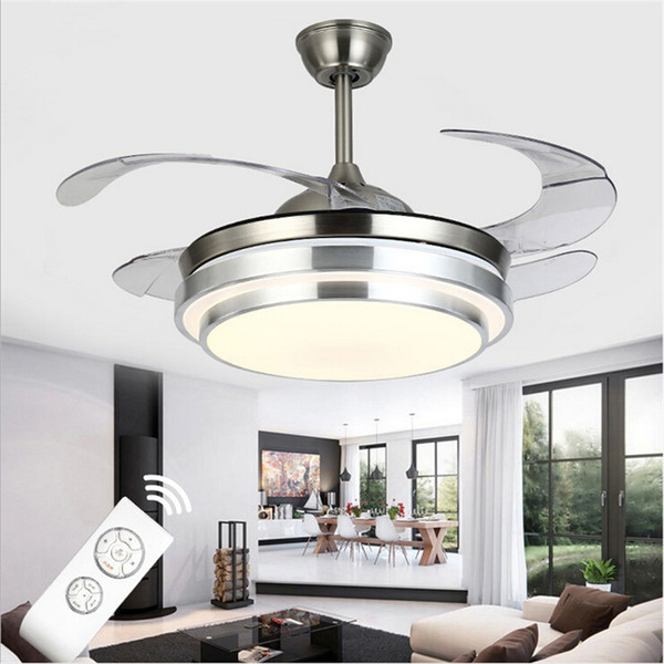 Ultra Quiet Ceiling Fans 110-240V Invisible Blades Ceiling Fans 42 inch Modern Fan Lamp Living Room European Ceiling Light