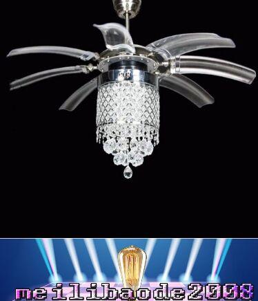 42 inch Led Ceiling Fans Light AC 110V 220V Invisible Blades crystal wings Ceiling Fans Modern Fan Lamp Living Room Bedroom Chandeliers MYY