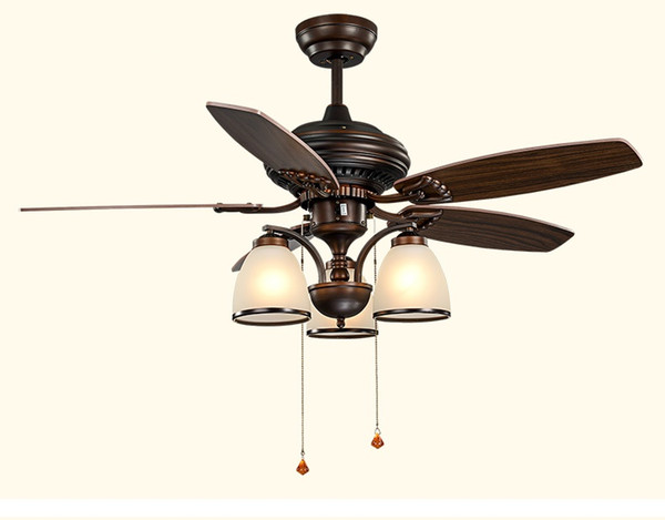 Fan chandelier light living room restaurant the leaves of European vintage LED fan chandelier fan lights 48inch