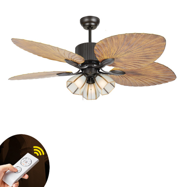 European-style retro living room remote control Ceiling Fans Restaurant Living Room Fan Light