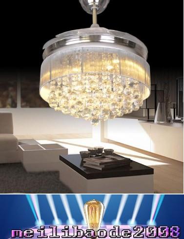 Led Ceiling Fans Light 110-240V Invisible Blades Ceiling Fans Modern Fan Lamp Living Room European Chandelier Ceiling Light 36 / 42 Inche MY