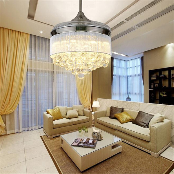 Led Ceiling Fans Light 110-240V Invisible Blades Ceiling Fans Modern Fan Lamp Living Room European Chandelier Ceiling Light 36 / 42 Inches