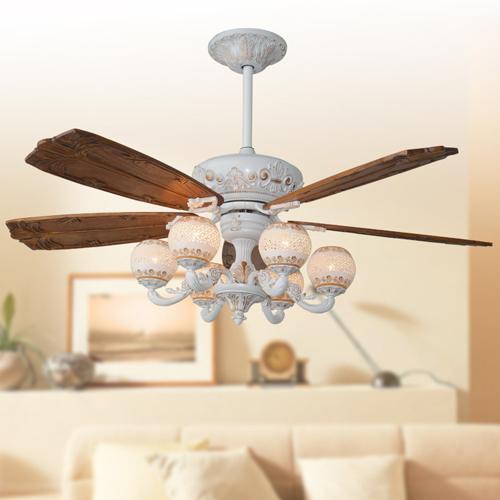 LED ceiling fans lights 62-inch 5-blade retro European American wooden fans ceiling fans remote control indoor ceiling fan with 6 lights