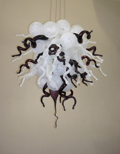 Black and White Flush Mount Chandeliers Free Air Shipping AC Led 100% Hand Blown Pendant Lighting