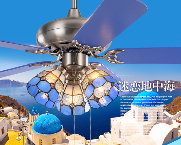 Mediterranean home ceiling chandelier fan lamp living room chandelier fans restaurant LED Tiffany fan lamp ceiling bedroom light