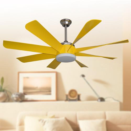 Modern LED ceiling fans lights 58-inch 8-blade ABS fans remote control indoor led ceiling fan with light and yellow blades led light